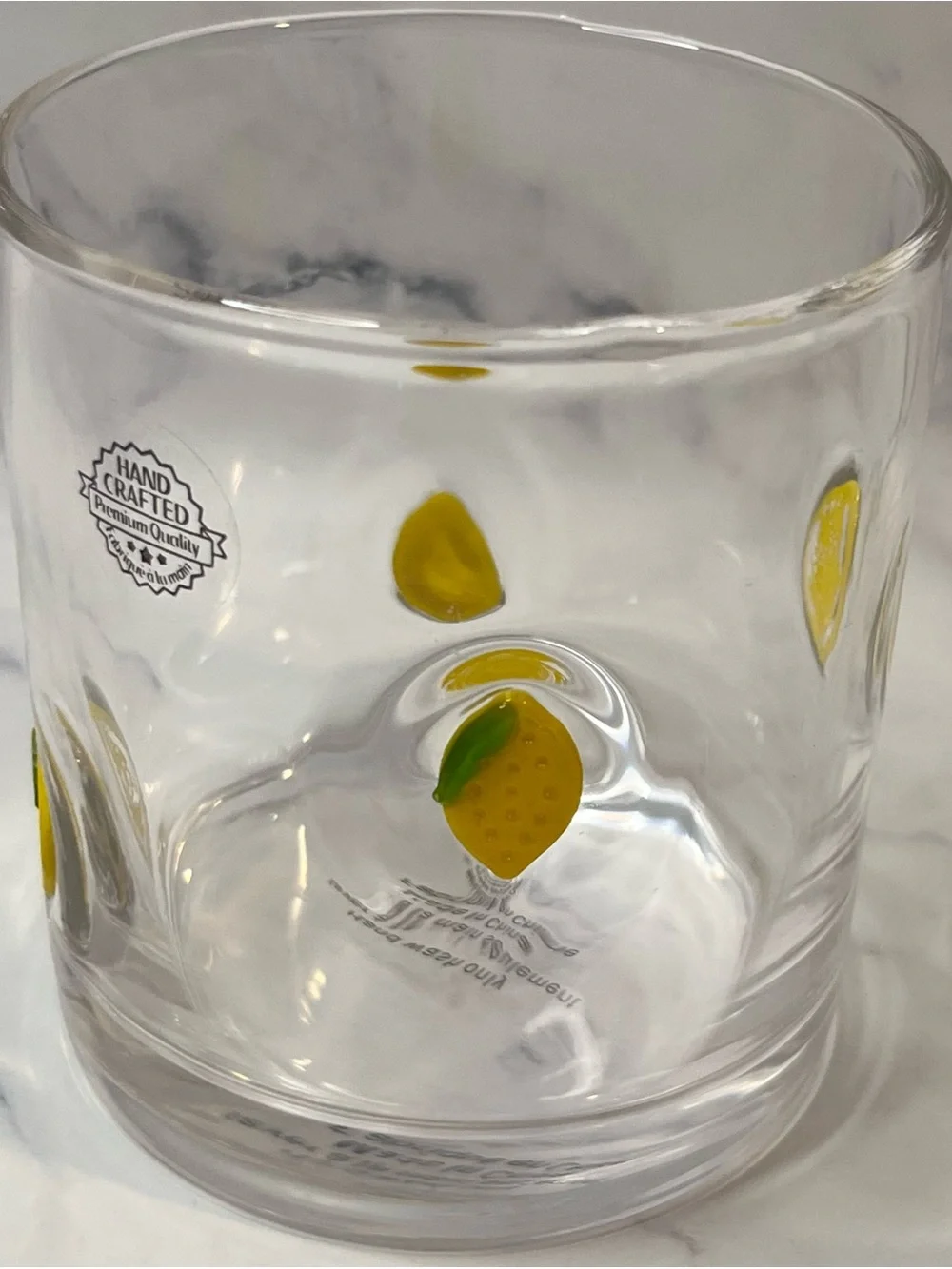 Anthropologie Icon Lemon Drink Glass Mouthblown w/ Fused Beads Juice Glass NEW